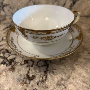 Gold Trimmed White Porcelain tea cu Set